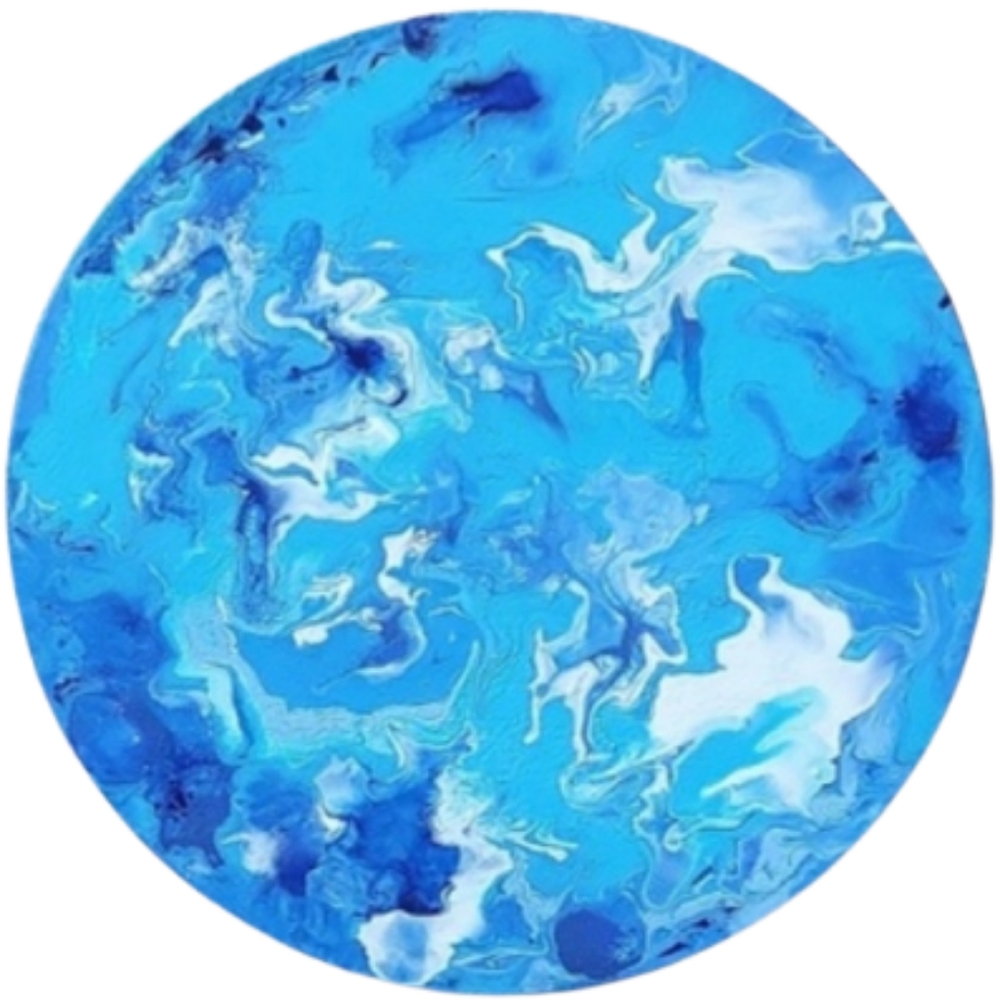 Hand Crafted Blue and White Abstract Design Round 12 x 12 Inches Canvas Picture - Picture 1 of 4